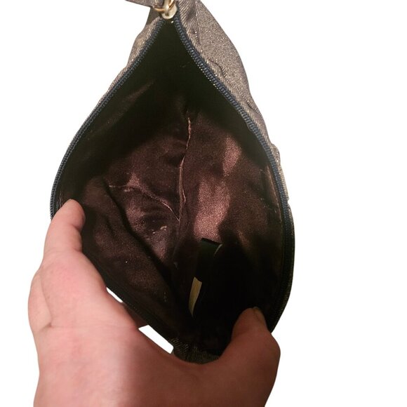 Vintage GAP Denim and Gold Metallic Wristlet - Soft with silky lining - EUC - Picture 3 of 4